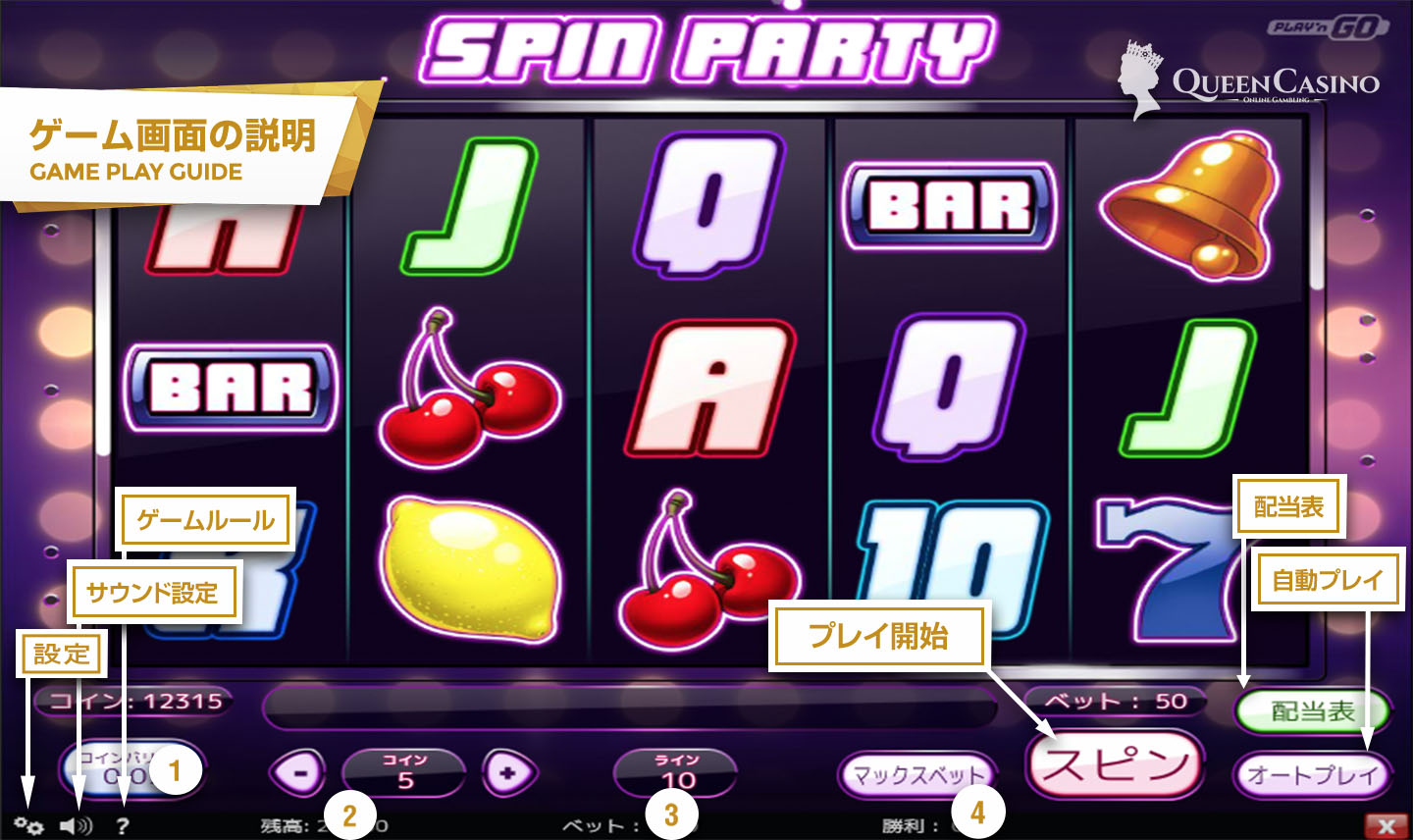 Spin Party – スピンパーティー ゲーム画面説明