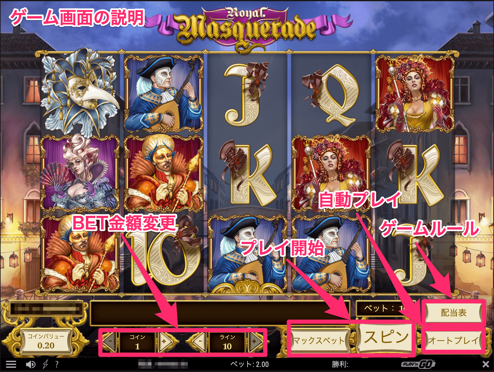 Royal Masquerade-ロイヤルマスカレード ゲーム画面説明